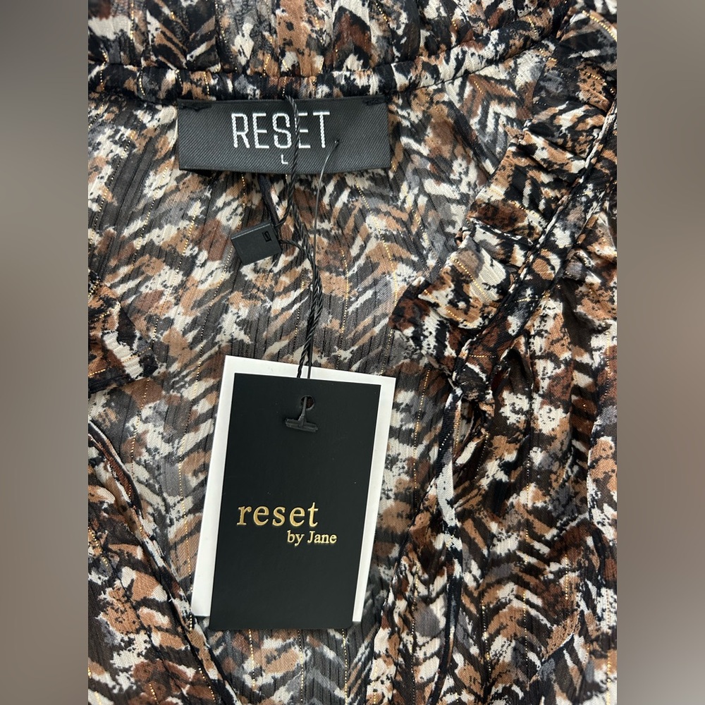 Reset By Jane-Chic Neutral Patterned Mini Dress - Picture 3 of 5